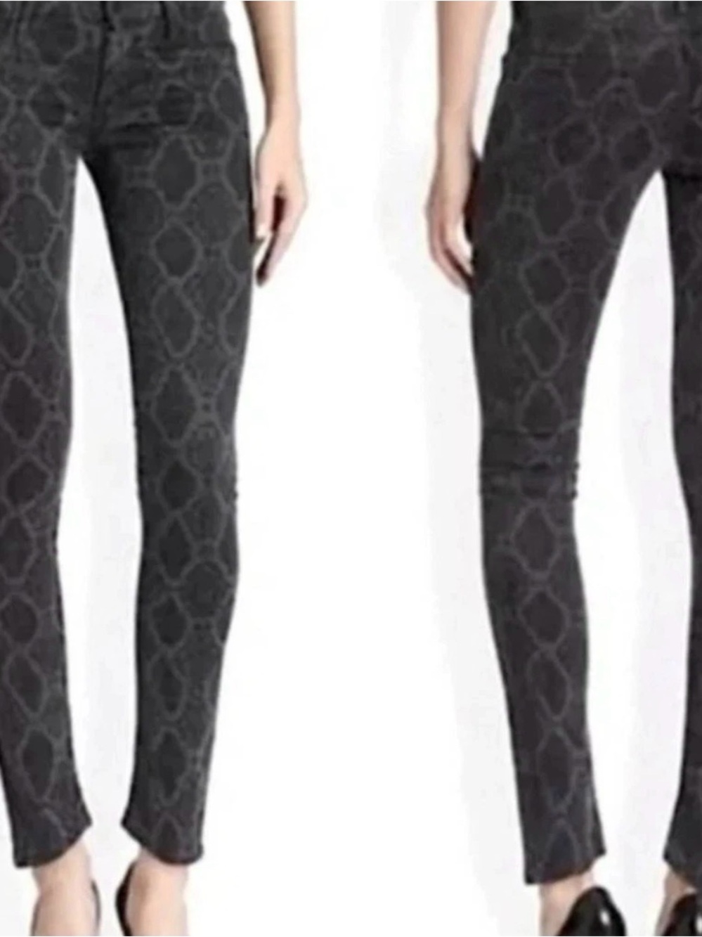 MOTHER Black/grey snakeskin pattern Skinny Jeans size 25-26